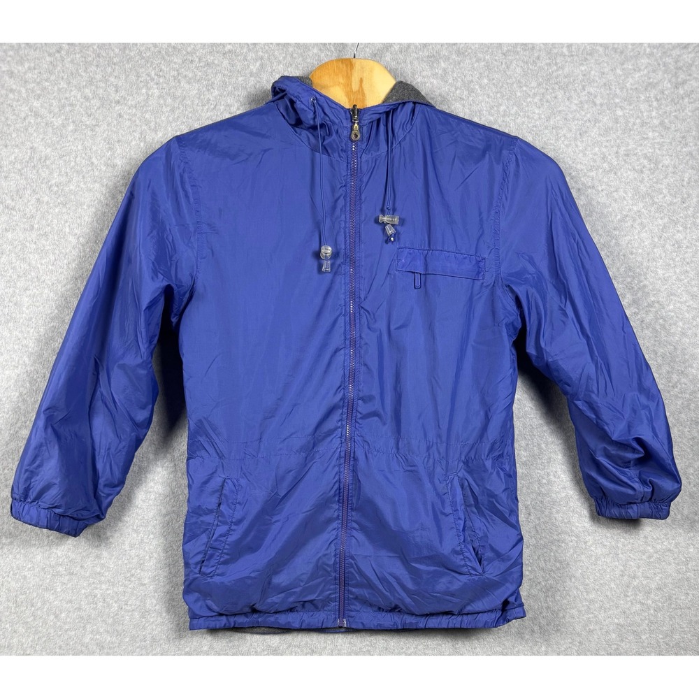Faded Glory Windbreaker Jacket Womens M Royal Blue Hooded Full Zip FG232484